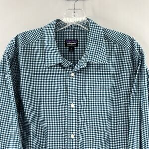 Patagonia Men's Organic Cotton Button Front Long Sleeve Shirt - Blue Plaid - M